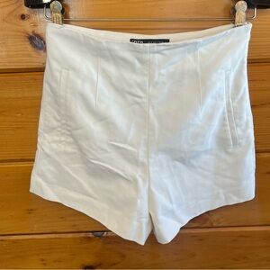 Dressy Zara Women's Cream High Waist Cotton Blend Shorts W pockets Side Zip S